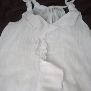 White Sleeveless Ruffle Top